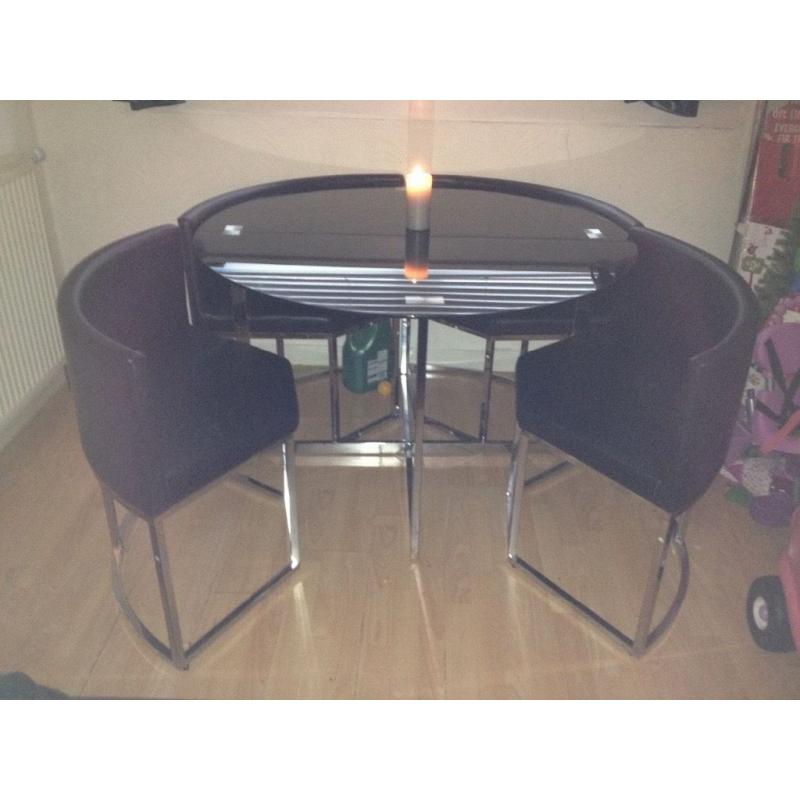 Stylish Black Compact Dining Table and Chairs