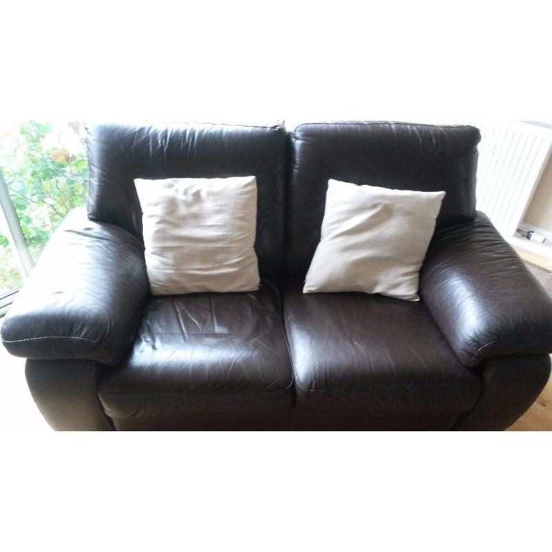 2 x 2 SEATER BROWN LEATHER SOFAS FOR SALE