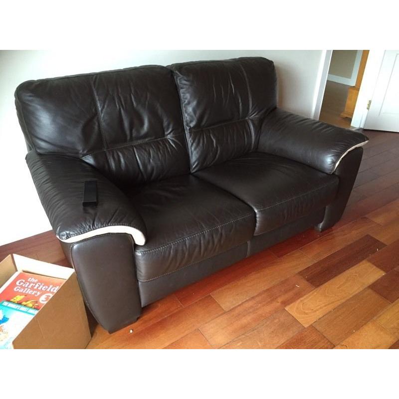 3/4 seater and 2 seater leather sofa