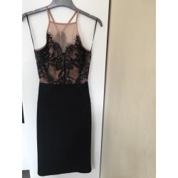 Topshop black bodycon lace dress - size 8