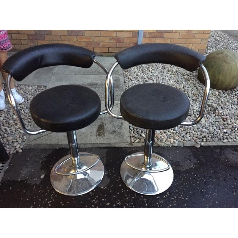 Stools chrome and black leather