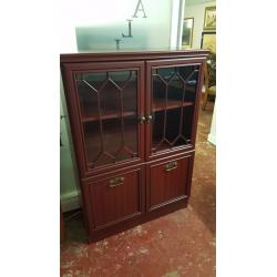 Vintage Mahogany Glass Display Cabinet with Storage in Excellent Condition