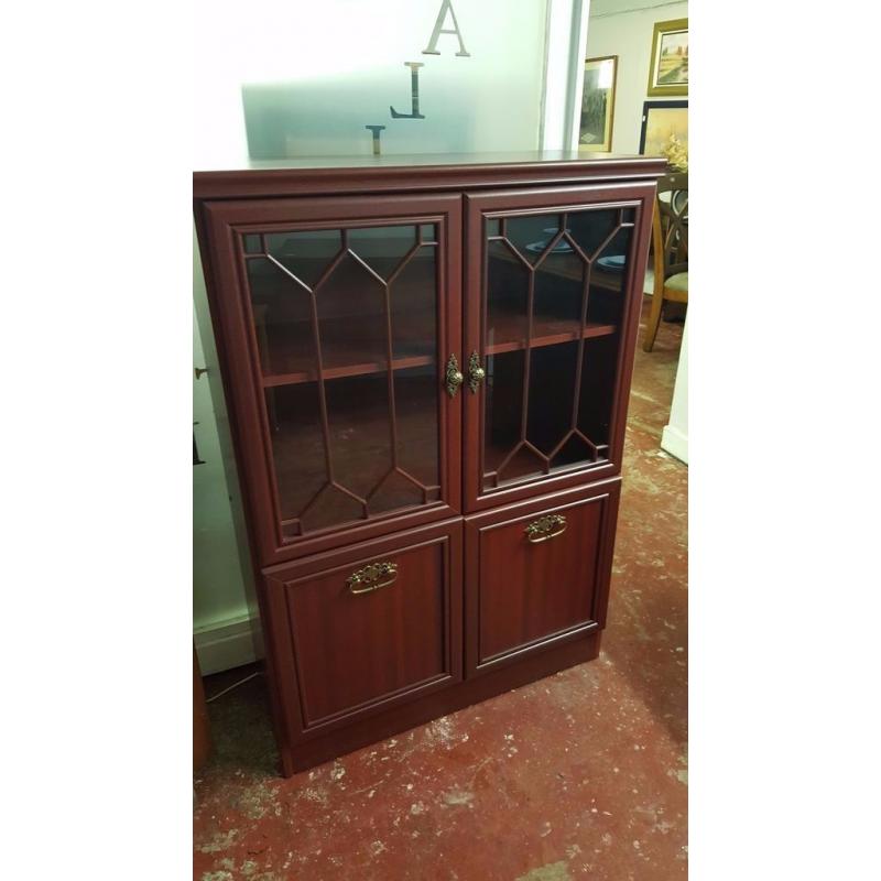 Vintage Mahogany Glass Display Cabinet with Storage in Excellent Condition