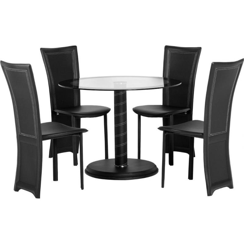 Cameo Glass Round Dining Table & 3 Chairs
