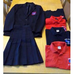 Bundle of Esher High School Uniform - blazer - skirt - PE top - dance top - sweatshirt