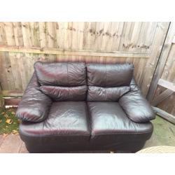 2 seater Brown leather sofa