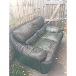 2 seater Brown leather sofa