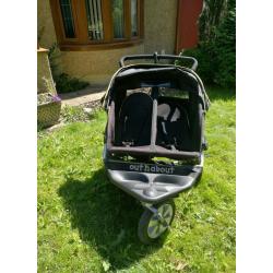 Out 'n' About Nipper 360° Black Double Buggy - Good Condition