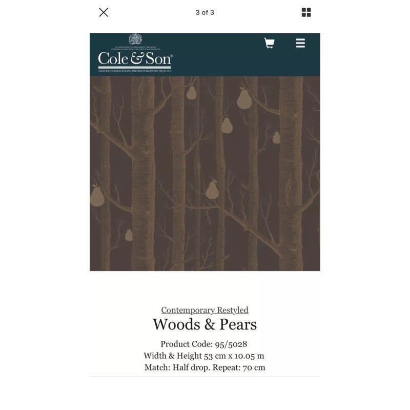 Cole & Son woods and pears contemporary restyled wallpaper 95/5028