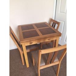 Oak Veneered Extendable 3ft table and 4 Chairs