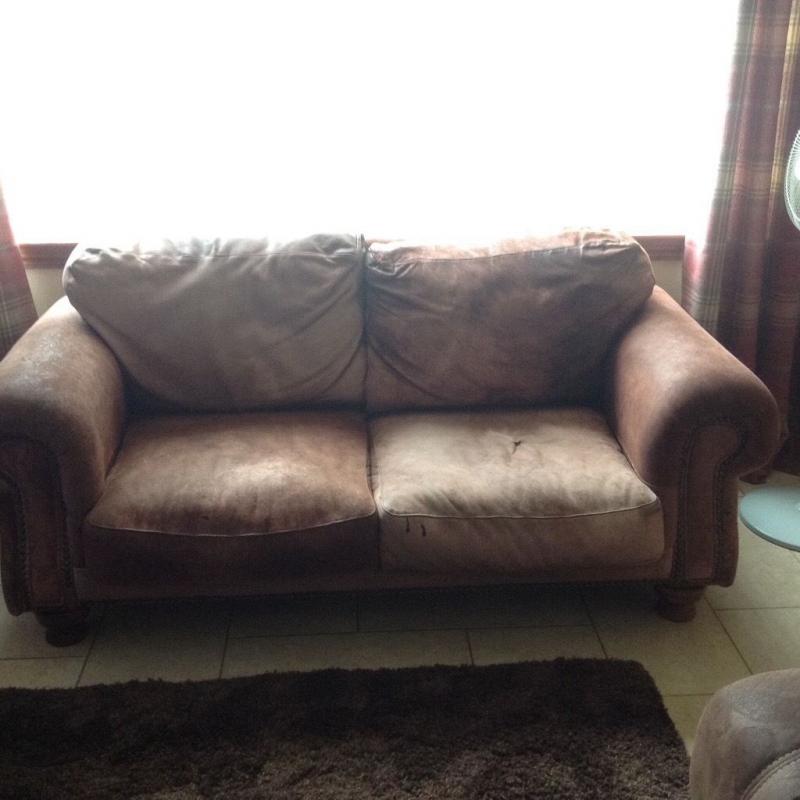 Leather Brown 2 Seater and armchair