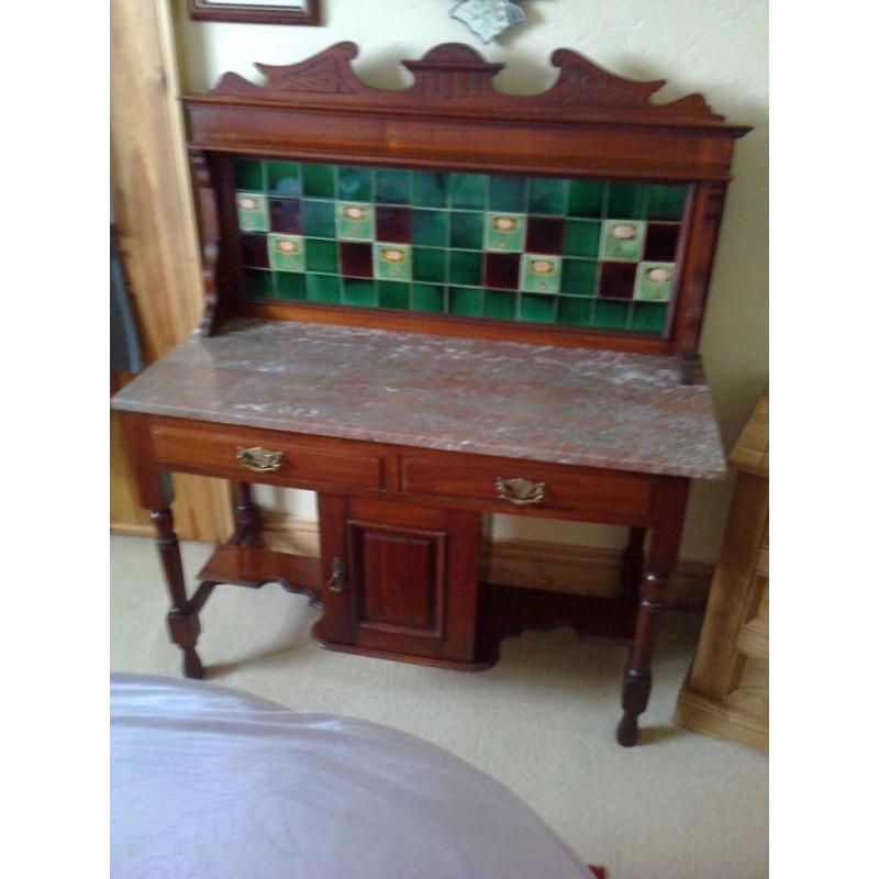 MAHOGANY WASHSTAND WITH MARBLE TOP