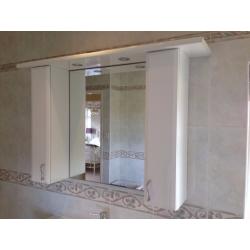 Bathroom wall cabinets and mirror plus lighting plinth in good condition