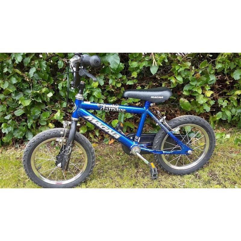 kids 14 inch wheel bike - ages c 3-5 - blue