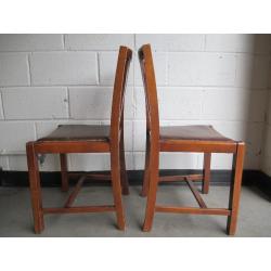 VINTAGE DINING CHAIRS WITH LEATHER SEATS MAHOGANY VENEER TWO OF