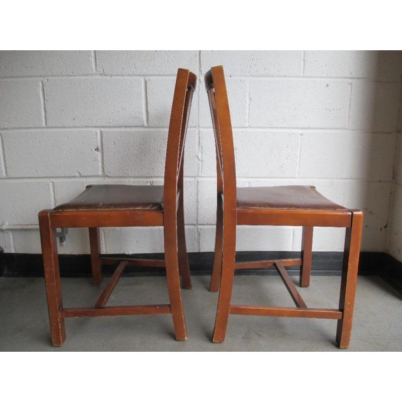 VINTAGE DINING CHAIRS WITH LEATHER SEATS MAHOGANY VENEER TWO OF