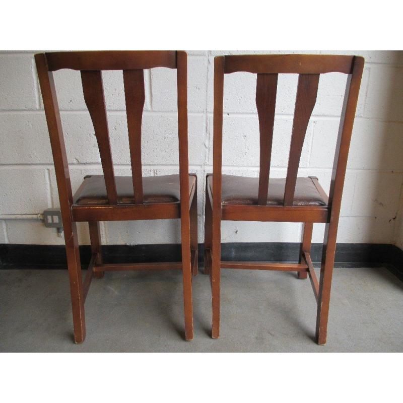 VINTAGE DINING CHAIRS WITH LEATHER SEATS MAHOGANY VENEER TWO OF