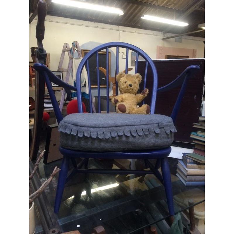 Beautiful Ercol cottage armchair in blue with Grey