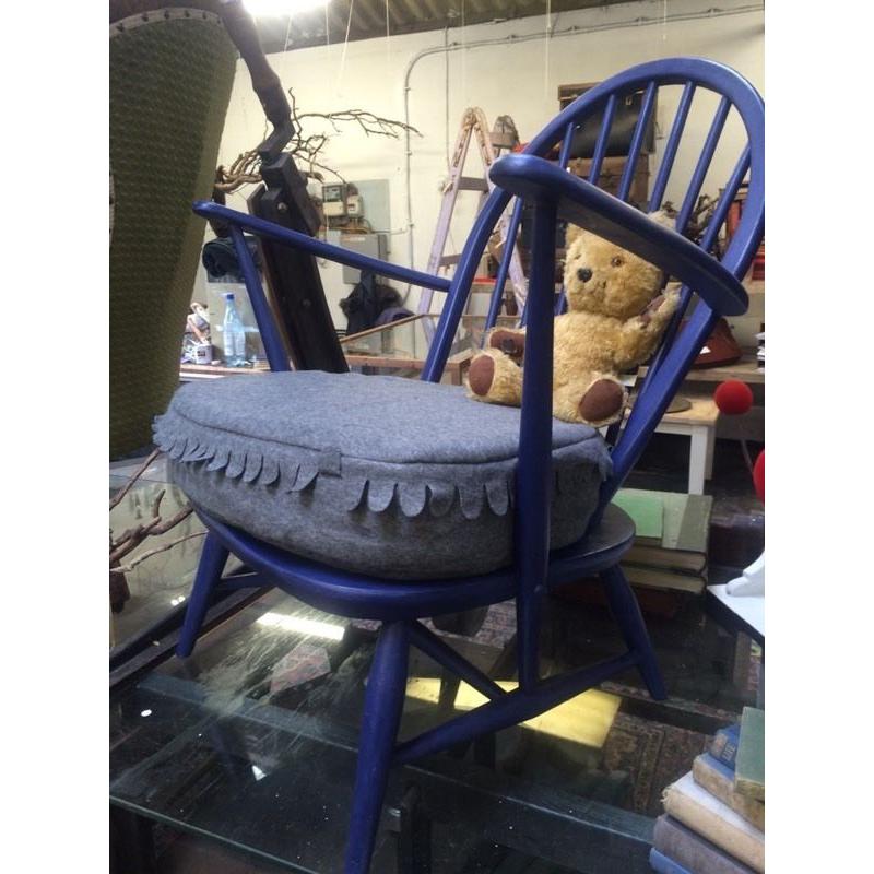 Beautiful Ercol cottage armchair in blue with Grey