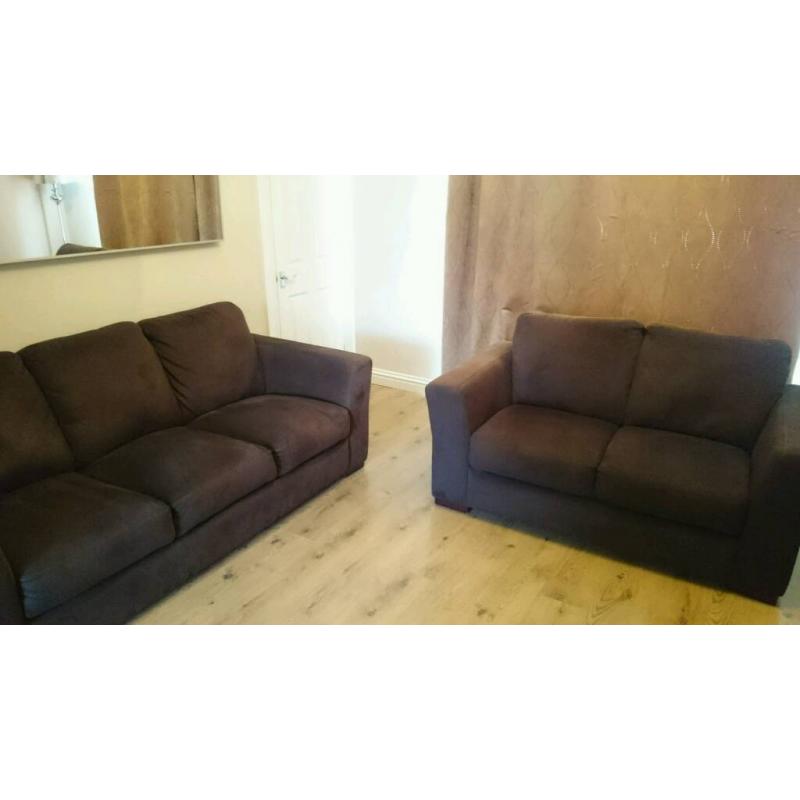 Brown faux suede sofa/suite