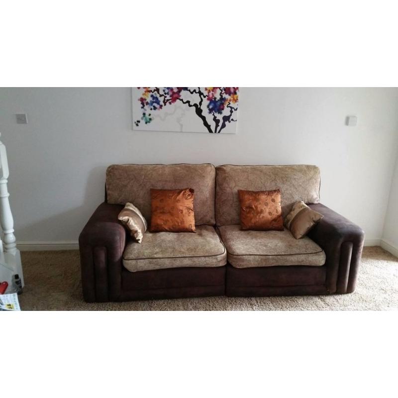 LARGE VERY COMFY LIGHT BROWN 3 SEATER SOFA FOR SALE.