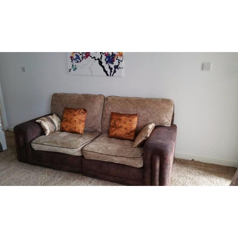 LARGE VERY COMFY LIGHT BROWN 3 SEATER SOFA FOR SALE.