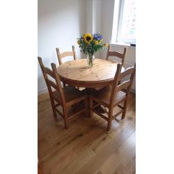 Solid Pine Dinning Table and 4 Chairs