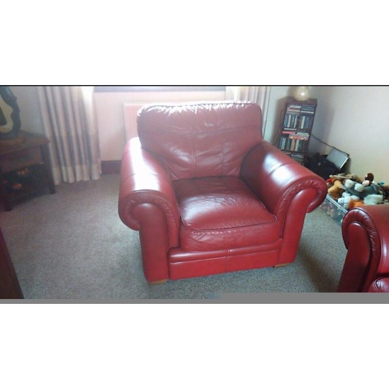 Large leather sofa and chair