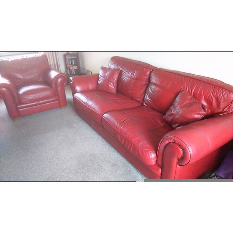 Large leather sofa and chair