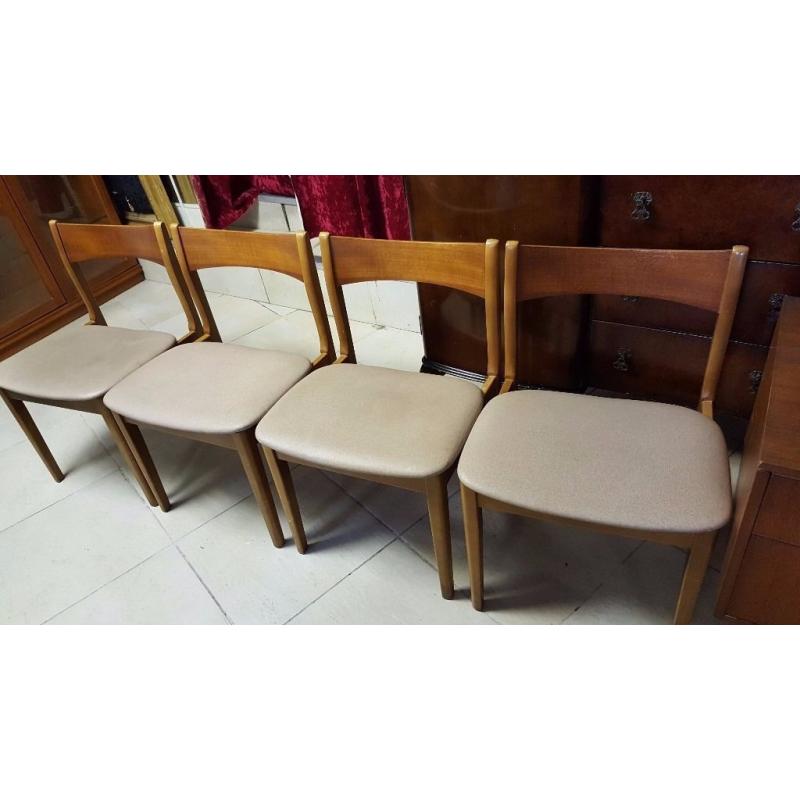 Four Matching Retro Real Wood Grey Chairs in Excellent Condition