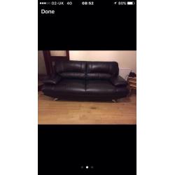 3+2 Black leather sofas