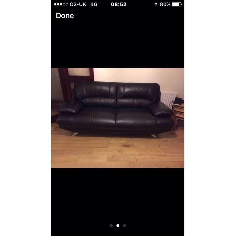 3+2 Black leather sofas