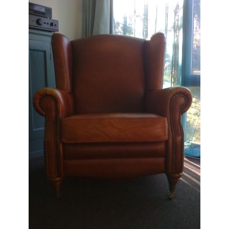 Leather Wing Back Chair, Martin & Frost