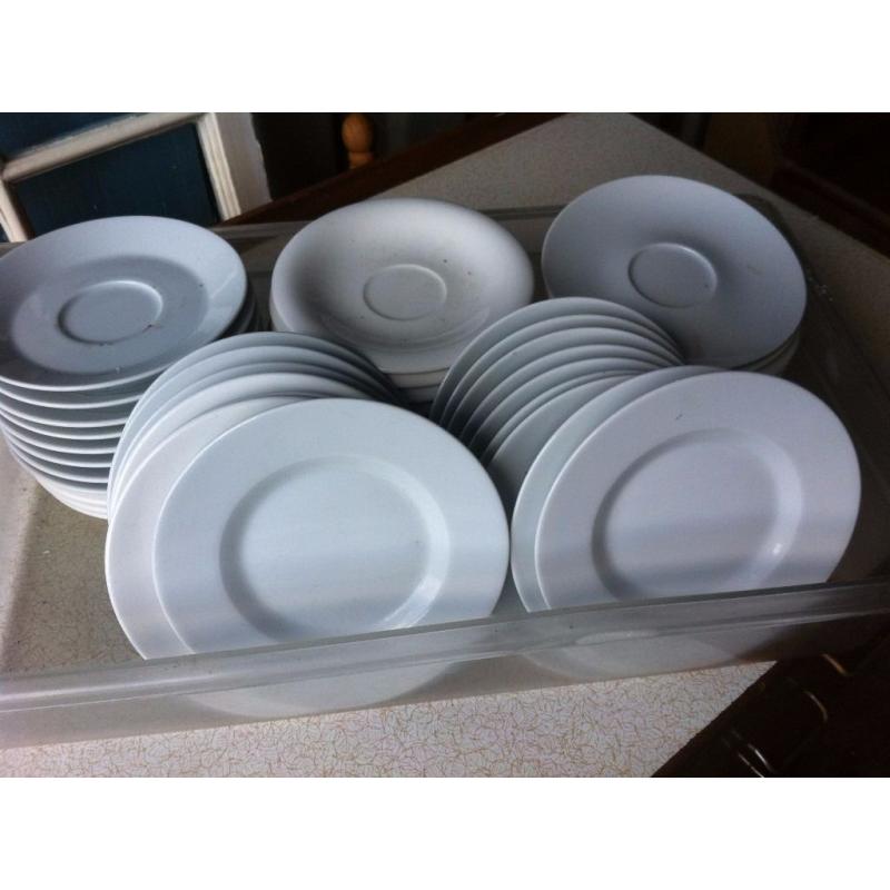 30 quality saucers & 17 side plates, job lot