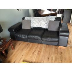 3 & 2 black Italian leather suite