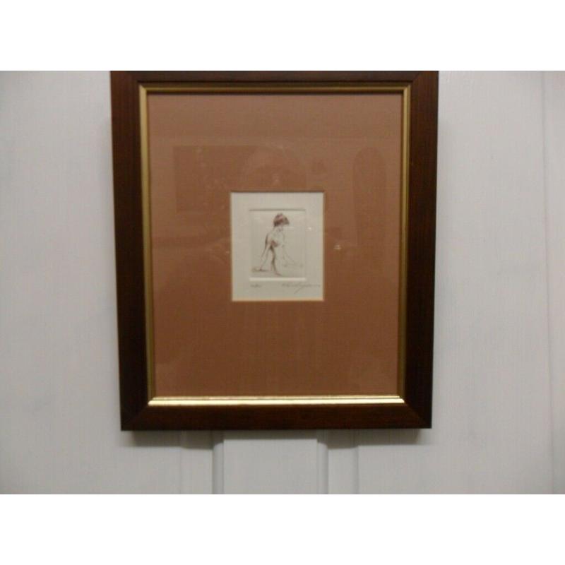 2 signed female nude etchings by Verdyer