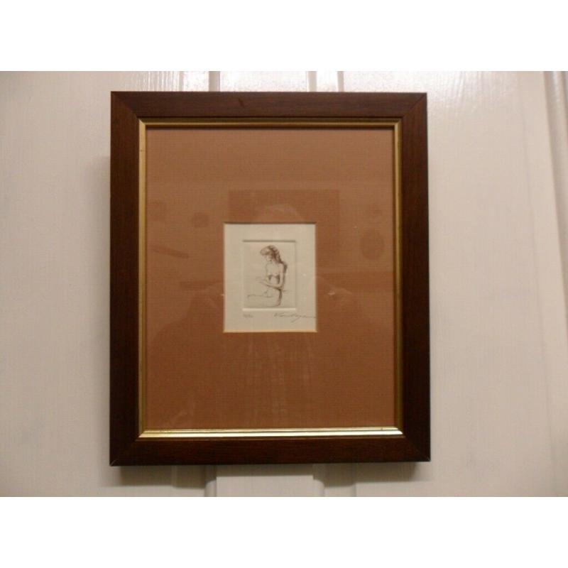 2 signed female nude etchings by Verdyer