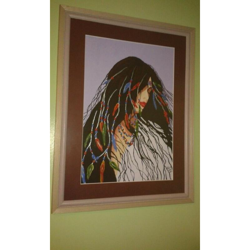 LADY WITH BRAIDS PAINTING