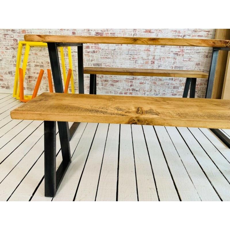 Any RAL Colour Powder Coating Dining Table Tapered Leg Industrial Kitchen Bench Sets